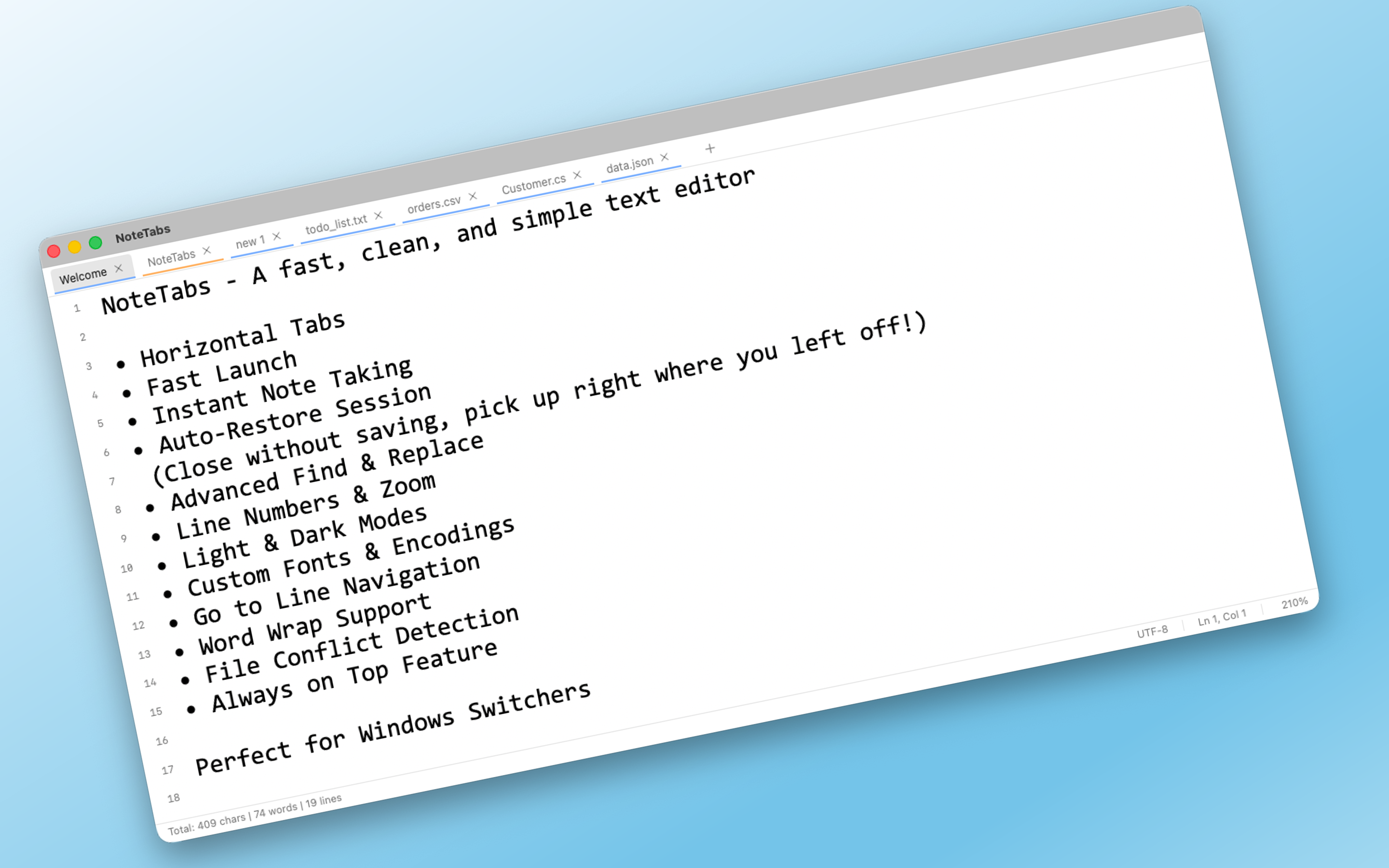NoteTabs Main Interface